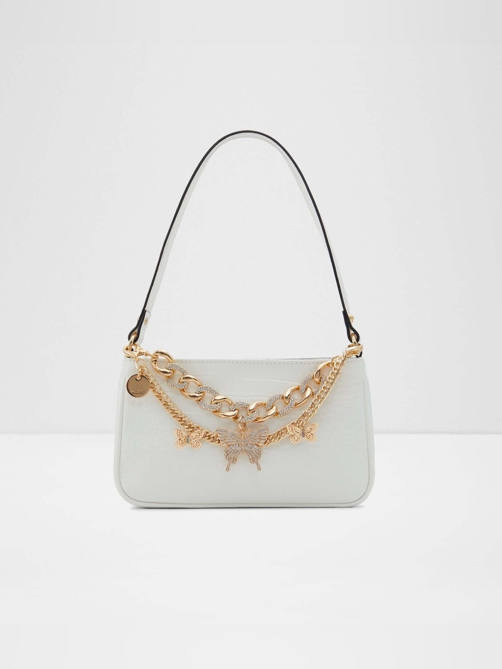 ALDO Dalsbybae Croc-Embossed Shoulder Bag With Golden Butterfly Chains